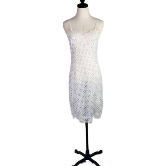 Vtg Polkadot slip White & Blue Soze 14/44 - Picture 1 of 7